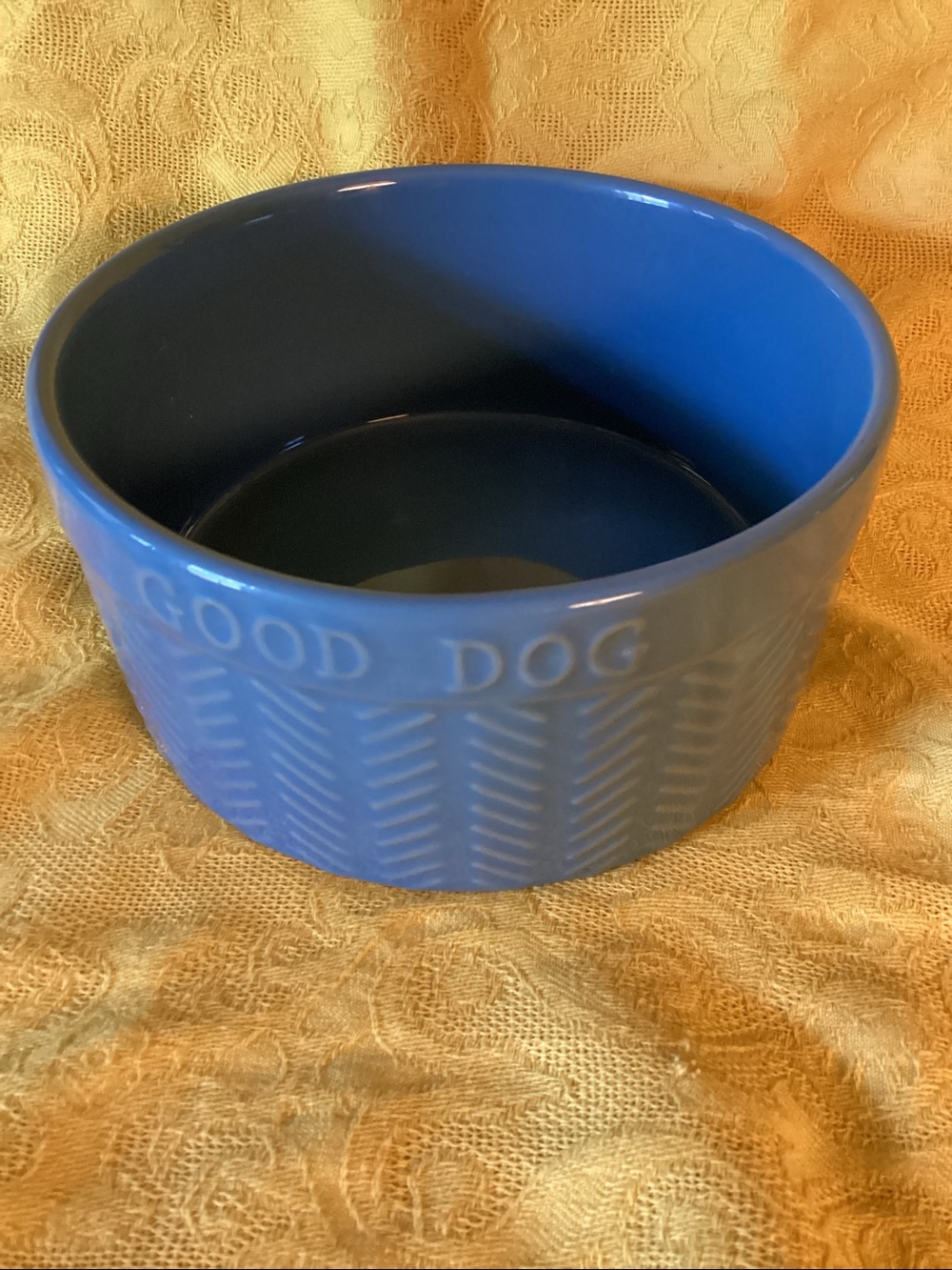 VIBRANTLife Blue Stoneware Dog Bowl (6”)